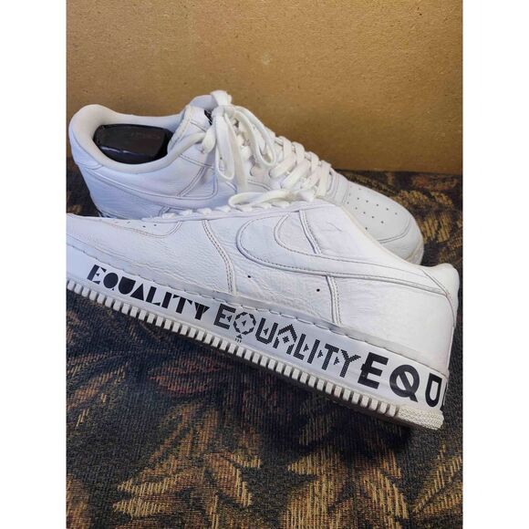 Men's Nike White and Black Air Force 1 Low CMFT 'Equality'- Size 13 - Picture 9 of 14